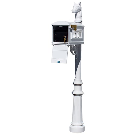 Qualarc Mailbox w/Locking Insert, fluted base, horsehead finial LMC-LKIT-801-WHT